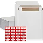Rigid Mailers 9x12 Inches with 200 Side Strips for Extra Protection from Bending - 100 Pack – Self Adhesive with tear strip for Documents, Photos, CDs, Magazines, and Literature