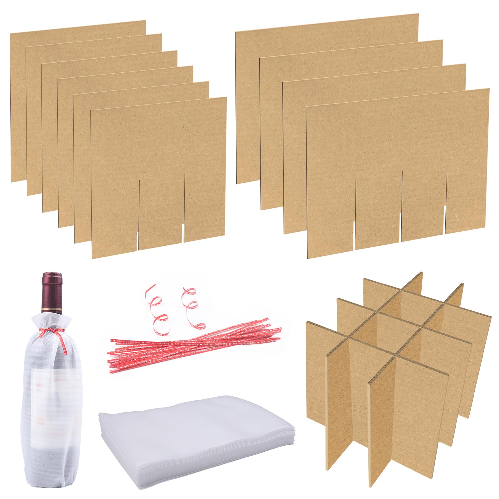 Photo 1 of 2 Sets Glass Packing Kits, Moving Box Glasses Divider Kits with 24 Foam Pouches, Cardboard Dividers for Boxes for Kitchen Wine Glassware 16 x 12 x 12 Inch (Box Not Included)