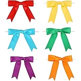 Meseey 3.5 Inch Satin Ribbon Twist Tie Bow 60 Pcs 6 Colors Pretied Premade Craft Bows for Treat Bags Gift Wrapping Basket Wedding Baby Shower Brithday Christmas Party(3.5 inch, Rainbow)