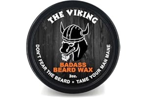 Badass Beard Care Beard Wax For Men - The Viking, 2 oz - Softens Beard Hair, Leaves Your Beard Looking and Feeling More Dense