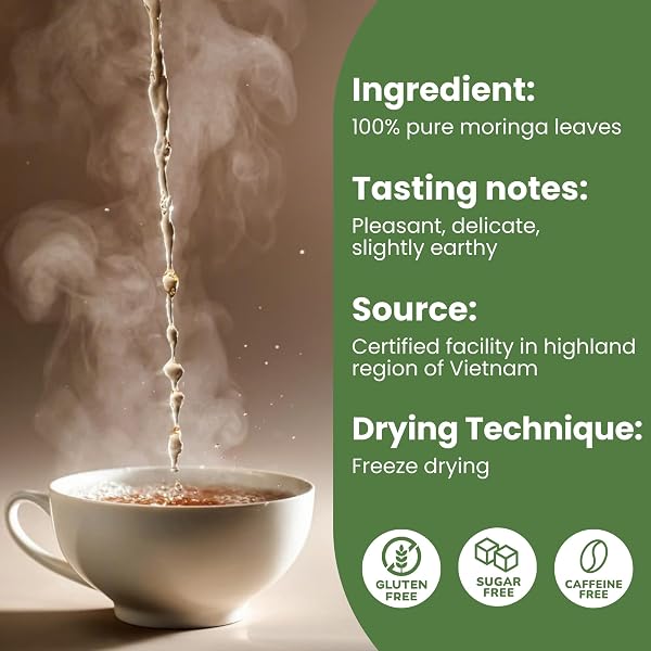 TROPICAL TEAHOUSE 40 PURE MORINGA TEA BAGS – 2.82OZ – NATURAL MORINGA OLEIFERA LEAVES, GLUTEN FREE, CAFFEINE FREE, SUGAR-FREE, ECO-CONSCIOUS PACKAGING WITH BAMBOO TEA TONG