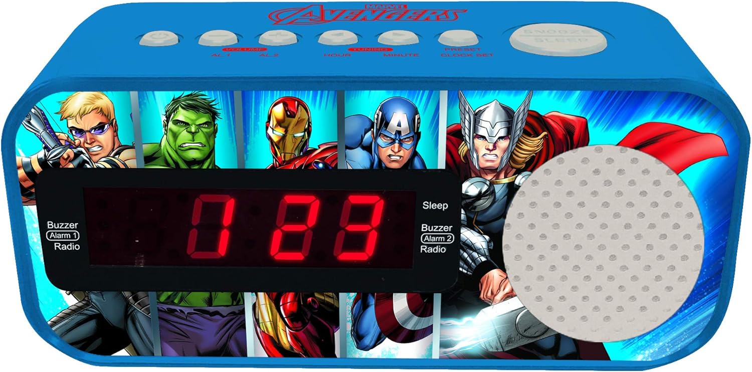 Lexibook, Bleu, Marvel Avengers, Radio Réveil, Fonction Snooze