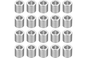 PATIKIL M6 Aluminum Spacers, 20Pcs Metal Spacer Aluminum Round 6.2mm ID x 10mm OD x 10mm L Thickness Aluminum Spacer 1/4in ID