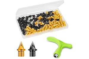 Lejof 1/4 Inch Track Spikes, 120 Pieces Alloy Steel Spikes for Track Shoe Spikes Replacements and Spike Wrench for Sports Running Track Shoes
