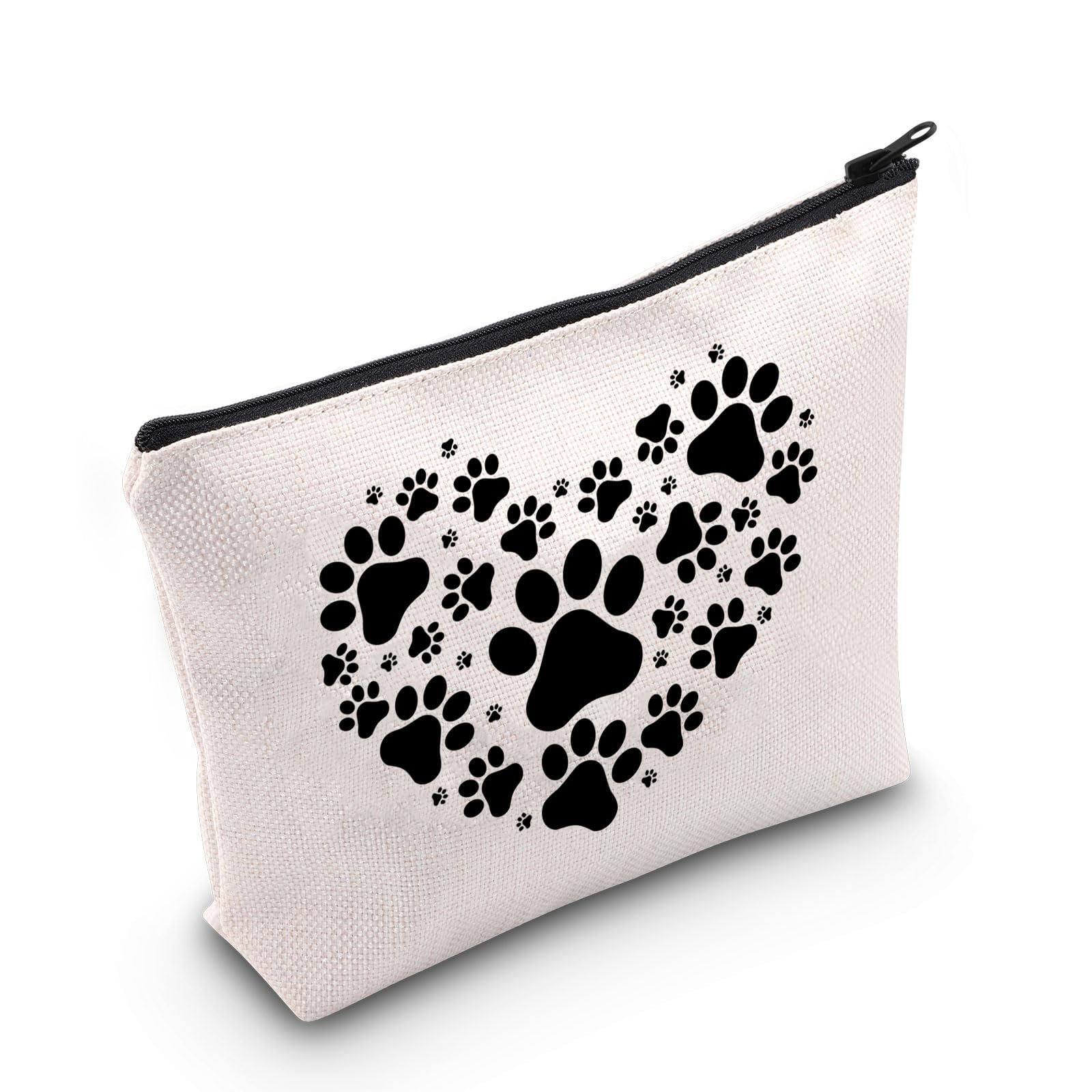 PLITI Dog Paw Print Makeup Bag Dog Cat Lover Gift Fur Mama Travel Pouch Dog Owner Gift Kitten Gift Pet Loss Sympathy Gift (Love paw bagU)