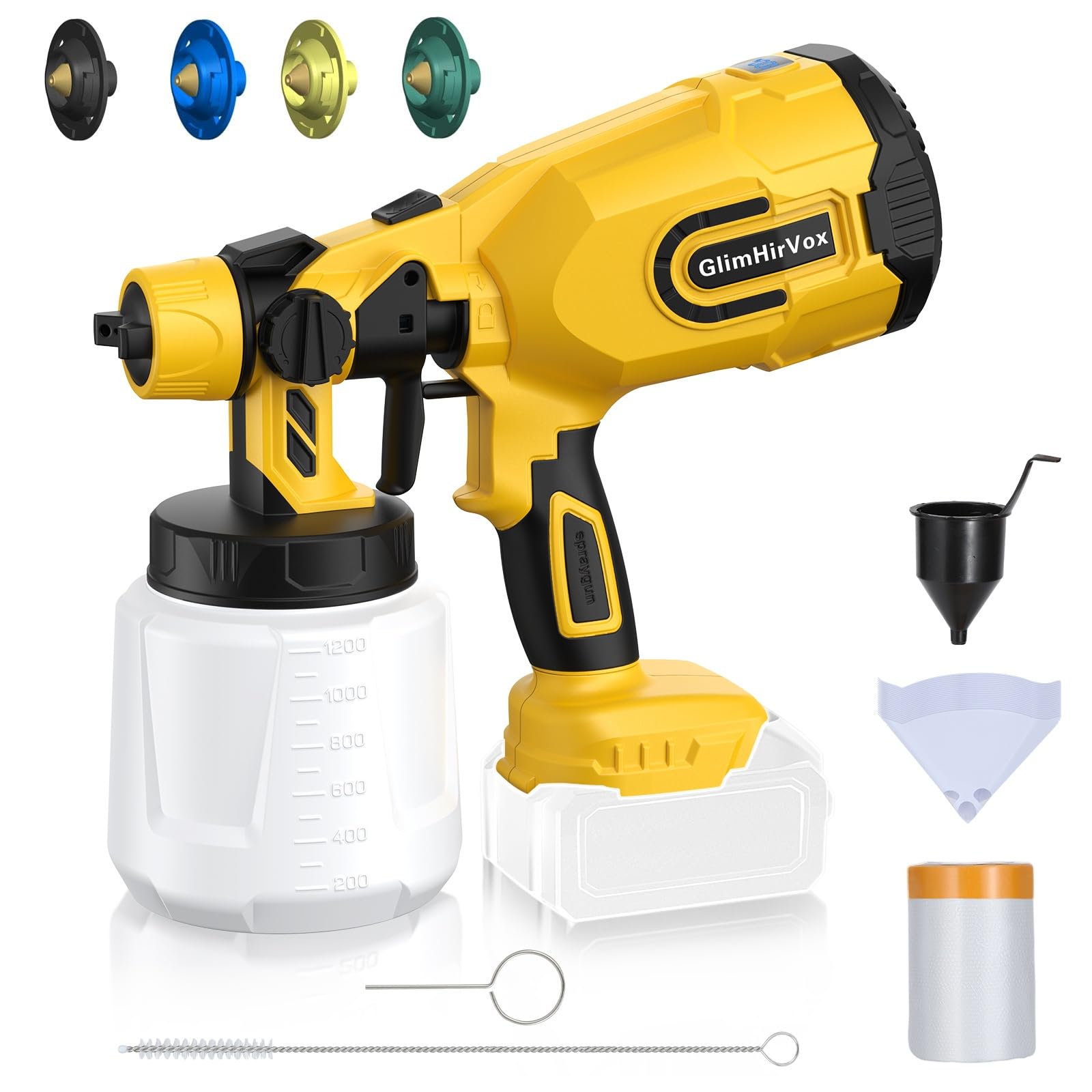Photo 1 of Cordless Paint Sprayer for Dewalt 20V MAX Battery, Electric Spray Paint Gun for House, 4 Copper Nozzles, Paint Spray Gun with Power Display, Paint Sprayers for Home Interior and Exterior (No Battery)