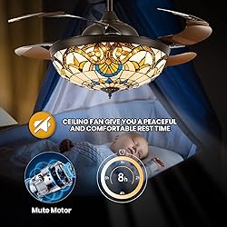 Siljoy 42" Tiffany Ceiling Fan Stained Glass