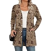 Feiersi Womens Casual Lightweight Cardigan Soft Knit Cardigan Sweater Open Front Long Sleeve Coat with Pockets