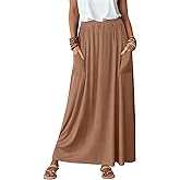 ANRABESS Womens Maxi Skirt Summer Casual Flowy A-line Elastic Waist Beach Long Skirts with Pockets Spring Vacation Clothes