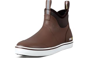 Kalkal Men's Deck Boots, Waterproof Fishing Rain Boots with High Traction, Men's Rubber Boots For Gardening Fishing Boating Camping Sailing