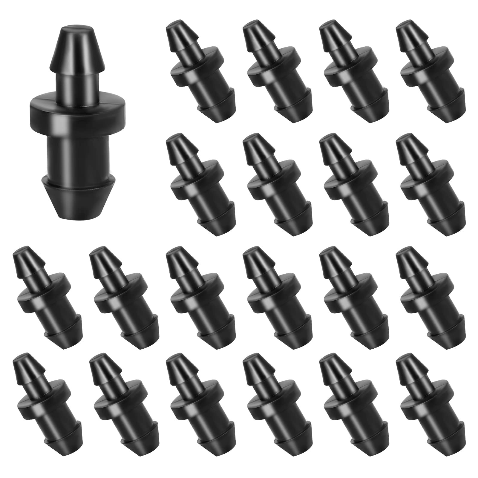 AIEX 100pcs Drip Irrigation Plugs, 1/4" Drip Tubing End Cap Irrigation Stopper Goof Hole Plugs, Black