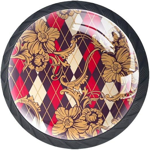 Eclectic Argyle Baroque Ornament Seamless Pattern Cabinet Dresser