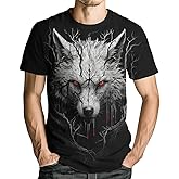Girren Men's Novelty Wolf Graphic T-Shirts 3D Animal Printed Shirts Casual Summer Tee Top