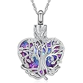 shajwo Heart Urn Ashes Necklace for Women Tree of Life Cremation Crystals Ash Pendant Loved One Memorial Jewelry