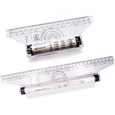 CCHOME 2Pcs Plastic Measuring Rolling Ruler, Drafting Ruler - 6 &amp;12 Inch | Multifunctional Drafting Ruler, Architect Drafting Tool, Parallel Glider Rolling Rulers, Architecture Supplies