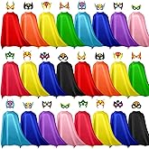 Sosation 24 Sets Hero Masks and Capes for Kids Party Favors DIY Blank 12 Styles Hero Masks Capes for Boy and Girls Children Birthday Dress up Group Activity Costume Toys Gifts