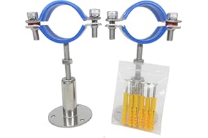 Stainless Steel Adjustable Pipe Clamp Bracket - Wall/Ceiling Mount Support for 1-1/2 Inch Pipe, Heavy-Duty Rustproof Brackets