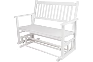 Shine Company Torrey Outdoor Wood Patio Glider Bench, 2-Seater Loveseat, 26" D x 49" W x 40" H, White