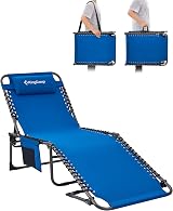 KingCamp Sun Lounger 5-Position Backrest 180 kg Heavy Duty Blue