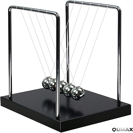 Amazon Com Qumax Newtons Cradle Balance Balls Science Pendulum Desk Toy Physics Gadget With Authentic Wooden Base Toys Games