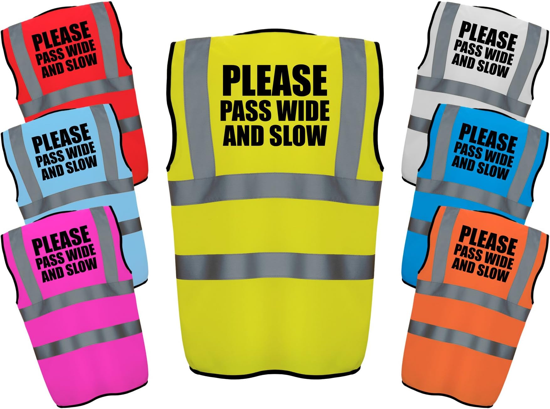 PLEASE PASS WIDE AND SLOW - Hi Vis Hi Viz High Visibility Reflective Safety Vest/Waistcoat