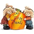 Hodao Fall Thanksgiving Resin Scarecrow Pumpkin Figurines - Adorable Scarecrow Embrace Pumpkin Decorations for Home Indoor Table Decor-Fall Thanksgiving Gifts