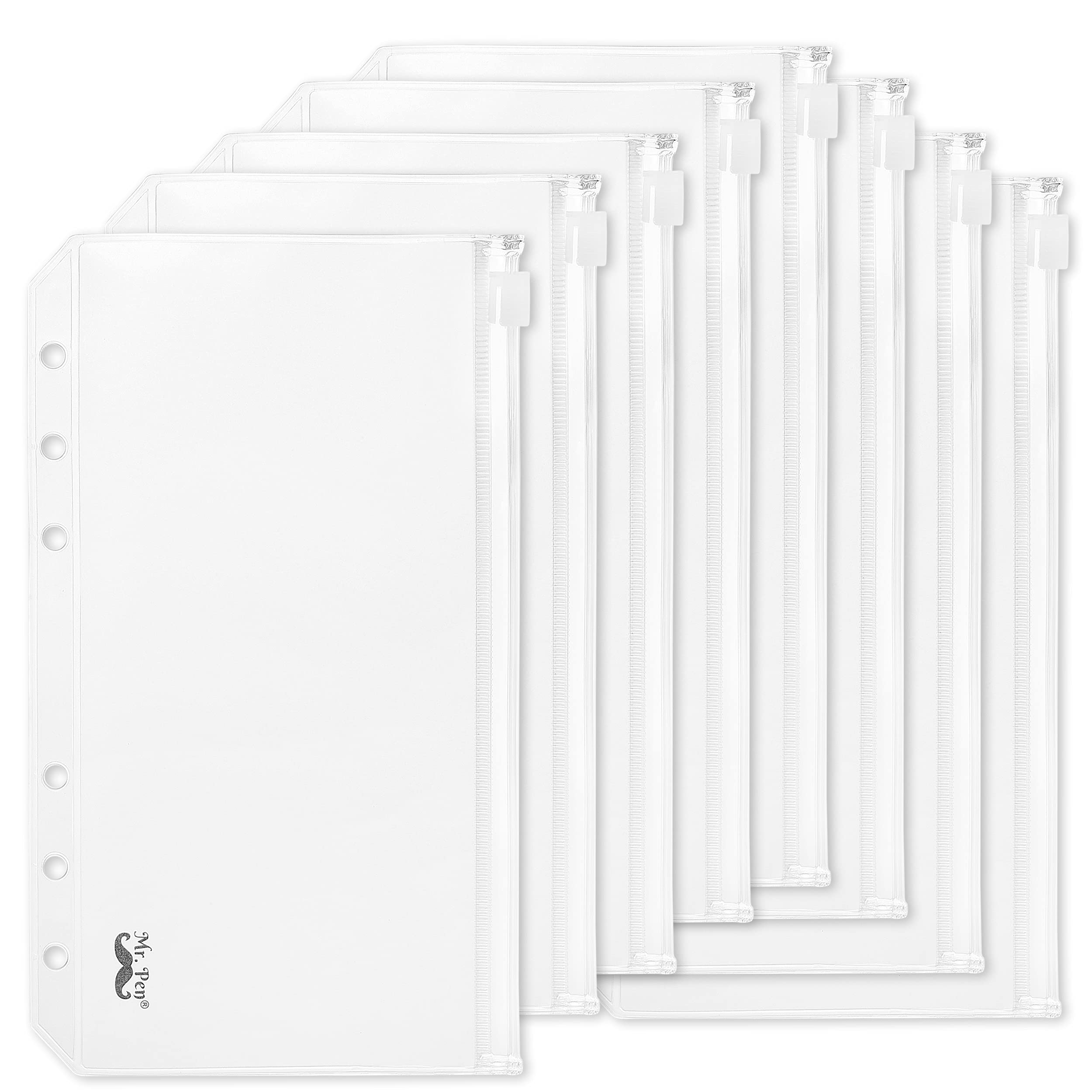 Photo 1 of Mr. Pen- A6 Binder Inserts and Envelopes, 8 Pack, 6 Holes, Clear Zipper Pouches