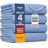 4 Pack Waterproof Reusable Heavy Absorbency Incontinence Bed Pads 18"x24" | Utopia Bedding Washable Underpads, Chuck Pads for Adults, Kids, Elderly and Pets, Bedwetting Pads for Sofa and Couch, Blue