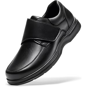 FitVille Diabetic Leather Dress Shoes for Men, Extra Wide Toe Box & Arch Support, Orthopedic Relief for Swollen Feet, Edema,