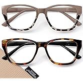 Madison Avenue 2 Pack Cateye Blue Light Blocking Reading Glasses for Women Spring Hinge, Vintage Computer Readers Eyeglasses