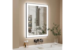 ISTRIPMF 24x32 Inch LED Bathroom Mirror with Black Frame, Backlit and Front Lighted Bathroom Mirrors for Wall, Anti-Fog, Dimmable, Memory, Shatterproof, LED Vanity Mirror for Bathroom
