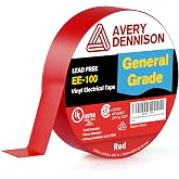 Avery Dennison Electrical Tape, General Use PVC Electric Tape, UL/CSA Listed Insulating Vinyl Tape for Electrical, Repairs, Automotive and Equipment, EE-100, &frac34; in x 66 ft, Red, 1 Roll