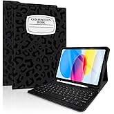 TopPerfekt Case Keyboard for iPad Gen 11th (A16) 11-inch 2025/ 10th 10.9-inch 2022,Detachable, Rechargeable, Magnetically Absorbent, Pencil Holder for 10.9 inch Case with Keyboard-Note LeopardBlack