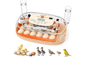SINDARHOR Incubators for Hatching Eggs, 24 Egg Incubator, Egg Incubator with Automatic Egg Turning and Humidity Control, Candler, Easy to Use Poultry Hatcher for Chicken, Duck, Quail, Birds (Orange)