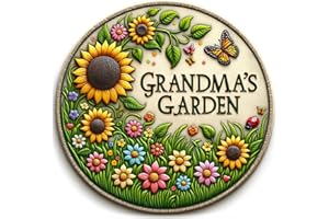VEOJEIN Grandma's Garden Stepping Stone 9.45’ Durable Garden Décor with 3D Hand-Painted Sunflower Design – Gift for Grandma, Mom, Wife, Mother’s Day, Christmas, Birthdays