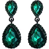 EVER FAITH Women's Austrian Crystal Wedding Tear Drop Dangle Earrings