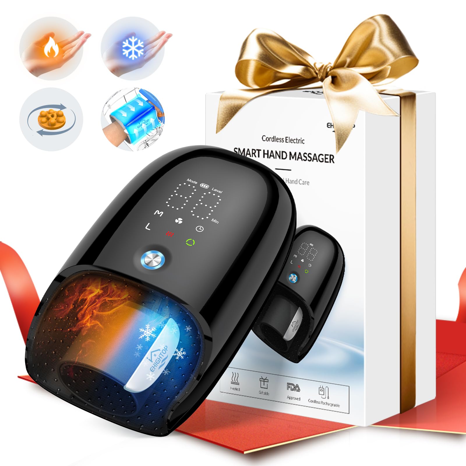 Photo 1 of Hand Massager with Kneading Rollers,6 Modes and 2 Heating Options for Hot and Cold Therapy Hand and Wrist Massager for Arthritis Carpal Tunnel Relief,Cordless Hand Massager with Heat and Compression