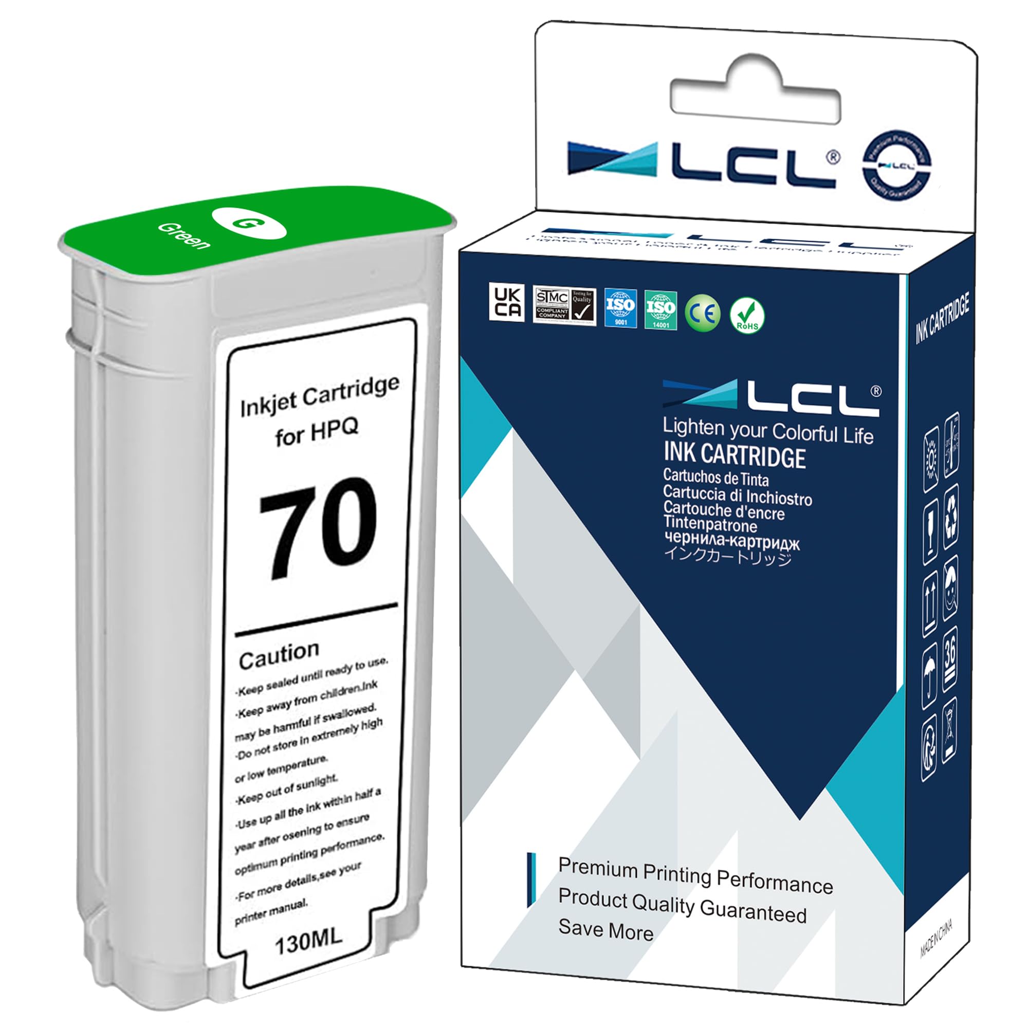 LCL Compatible Ink Cartridge 70 C9457A 135ML High Yield (1Pack Green) Replacement for HP Designjet Z2100 Z3100 Z3100PS Z3200 Z3200PS Z5200 Z5400