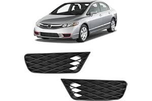 BXZ Front Bumper Insert Outer Grille Fog Light Lamp Cover Bezel Pair For 2009 2010 2011 Honda Civic(Not For 2DR)