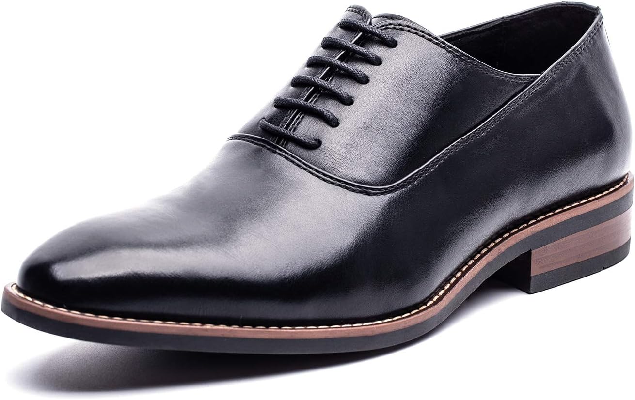 GOLAIMAN Men's Oxfords Lace Up Formal Dress Shoes Classic Derbys, Black 9 UK