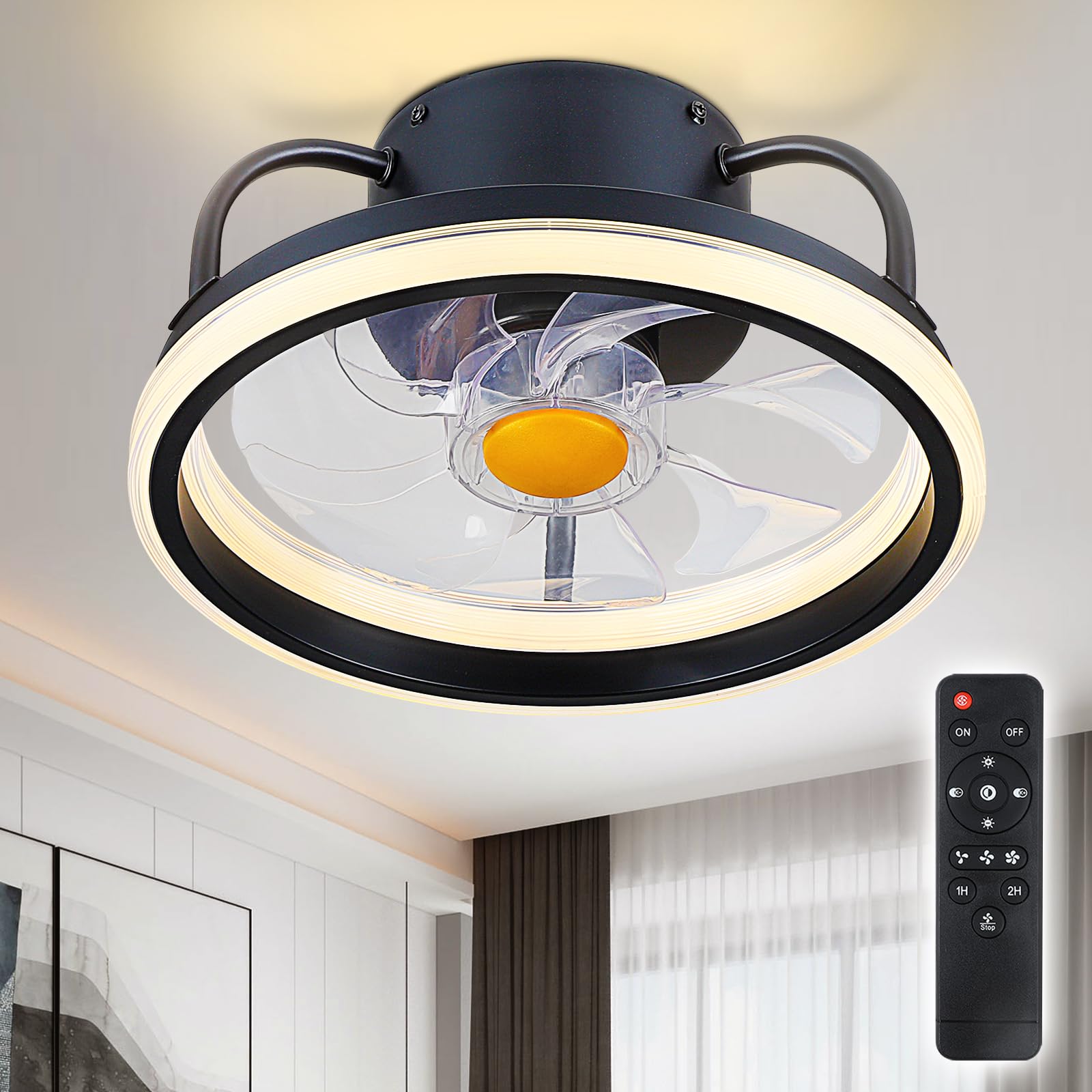 Asyko 13 Inch Small Flush Mount Ceiling Fans with