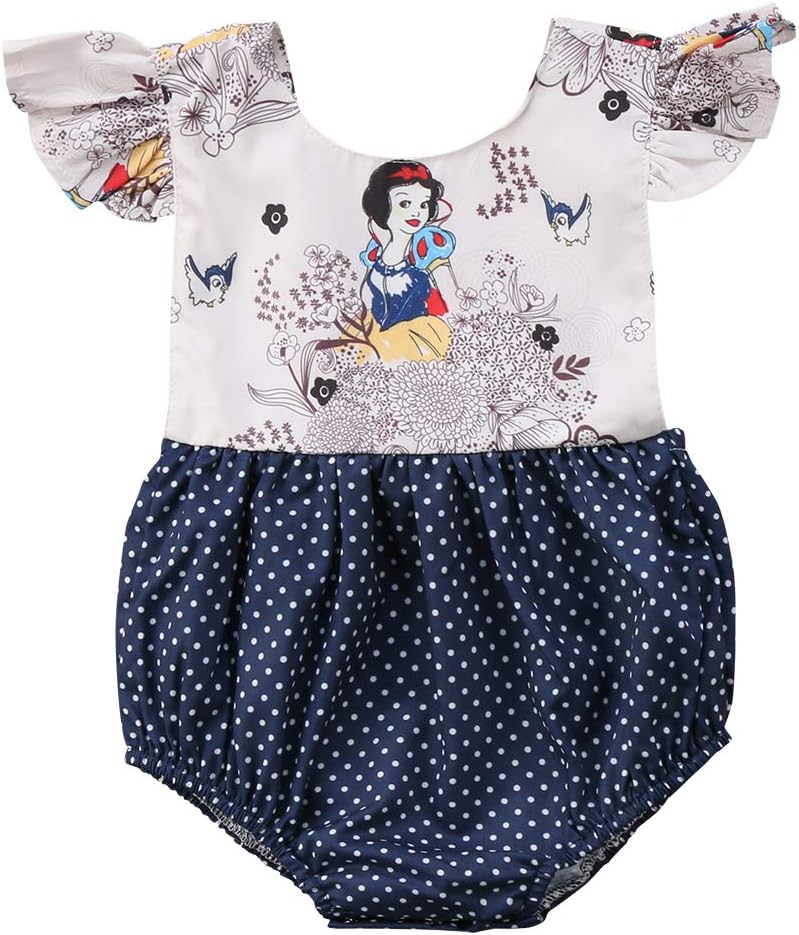 Newborn Baby Girl Beauty and The Beast Ruffle Sleeve Romper Bodysuit Jumpsuit Outfts Clothes (Blue Romper, 18-24Months)