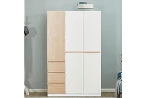 LivelyLodge 74.8" Tall Closet Wardrobe 3 Doors 3 Drawers Wooden Armoire Wardrobe Closet Freestanding Bedroom Armoires White Closet Storage Cabinet with Hanging Rod Clothes Closet Wardrobe Cabinet