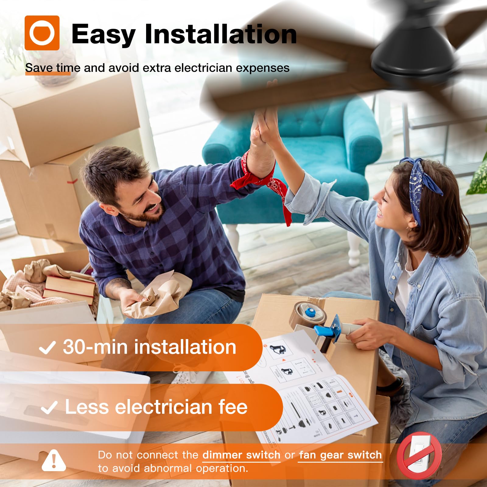 addlon Ceiling Fans with Lights, 42 Inch Low Profile Ceiling Fan with Light and Remote Control, Flush Mount, Reversible, 3CCT, Dimmable, Quiet, Black Small Ceiling Fan for Bedroom Indoor/Outdoor Use