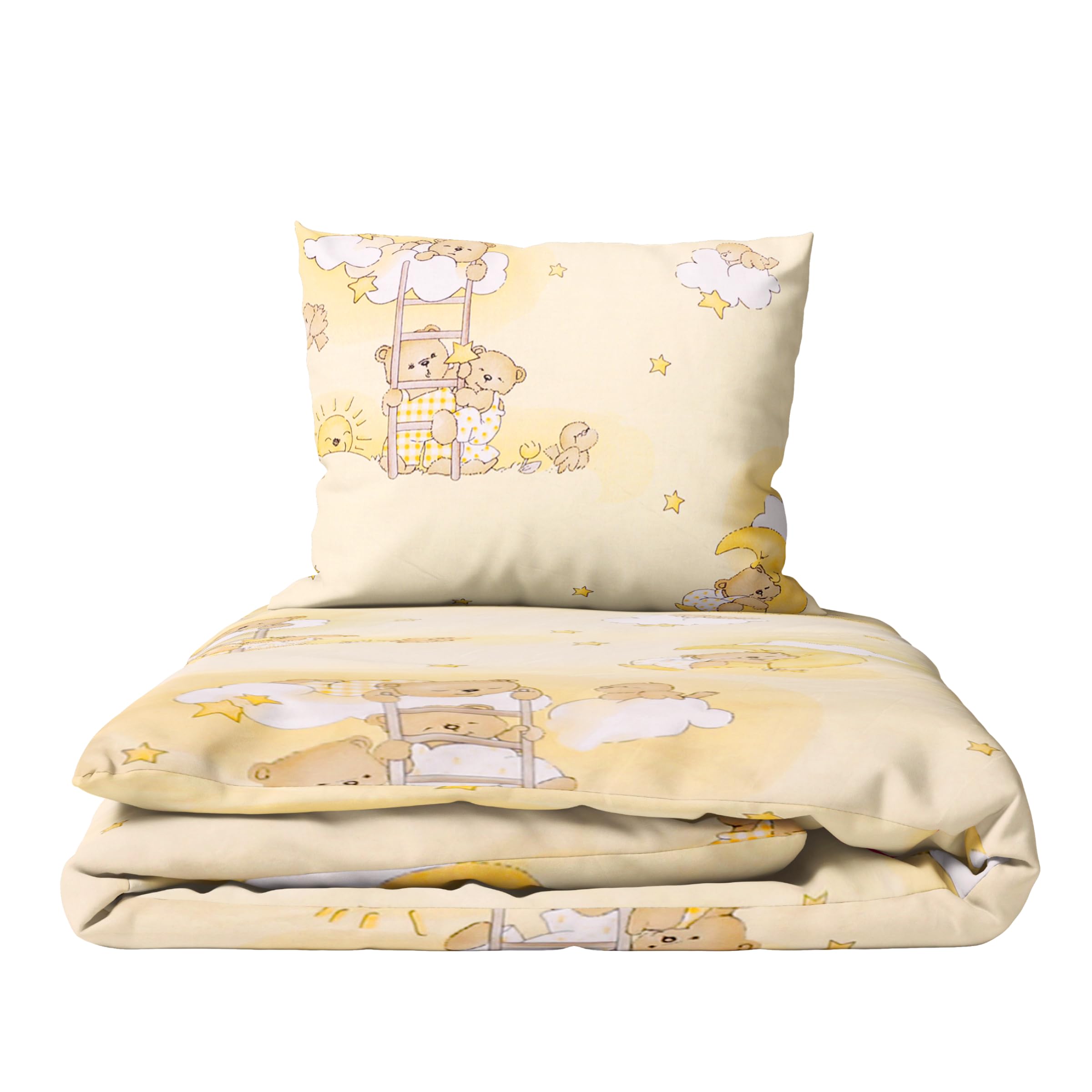 Baby Comfort 2 Piece Children Quilt Duvet & Pillow Set 80x70 cm 12M+ (Ladders Yellow)