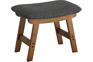 Furshus Foot Stool Ottoman Foot Rest Under Desk,Small Stool for Living Room, Bedroom and Kitchen (Brown Legs - Gray Stool Surface)
