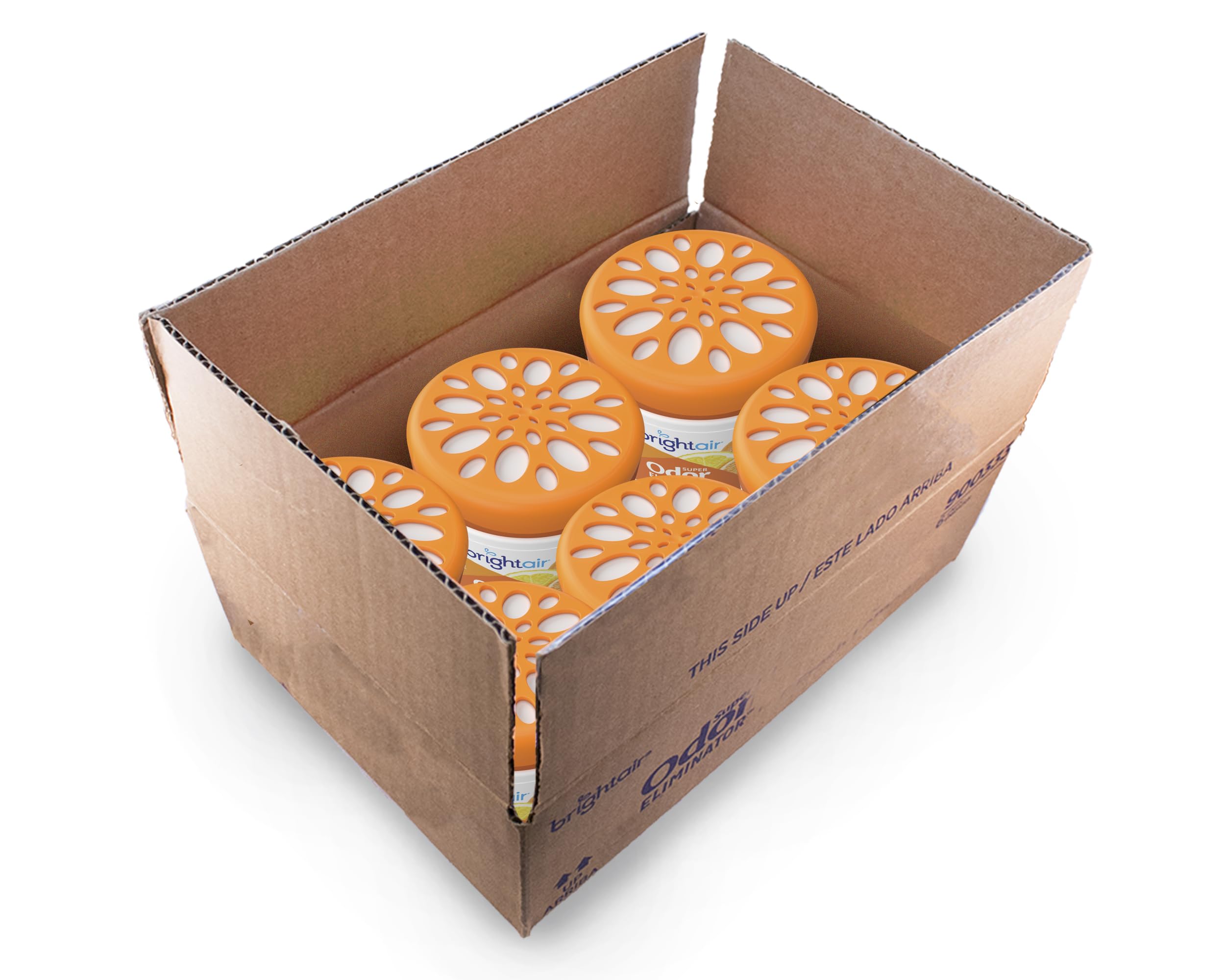 Bright Air 14 oz. Super Odor Eliminator, For Medium-Size Spaces, Mandarin Orange and Fresh Lemon Scent, Case of 6, Air Freshener, Natural Essential Oils, Lasts Up to 90 Days Each