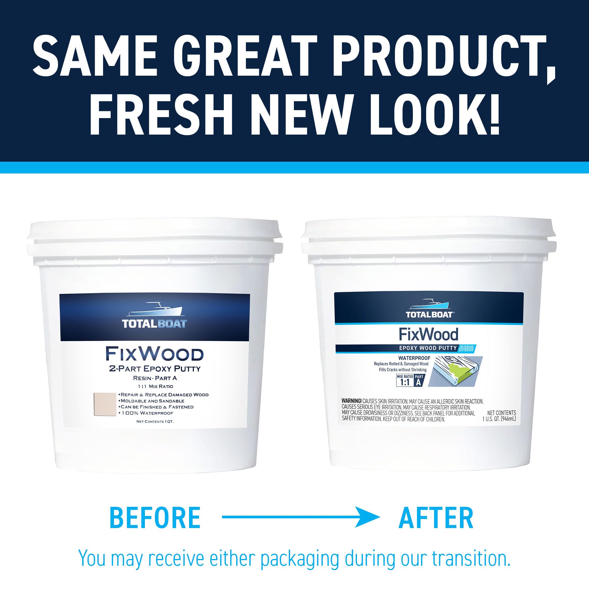 TotalBoat Fixwood | Marine Grade Epoxy Putty | Stainable Paste Filler for Damaged Wood Repair or Replacement
