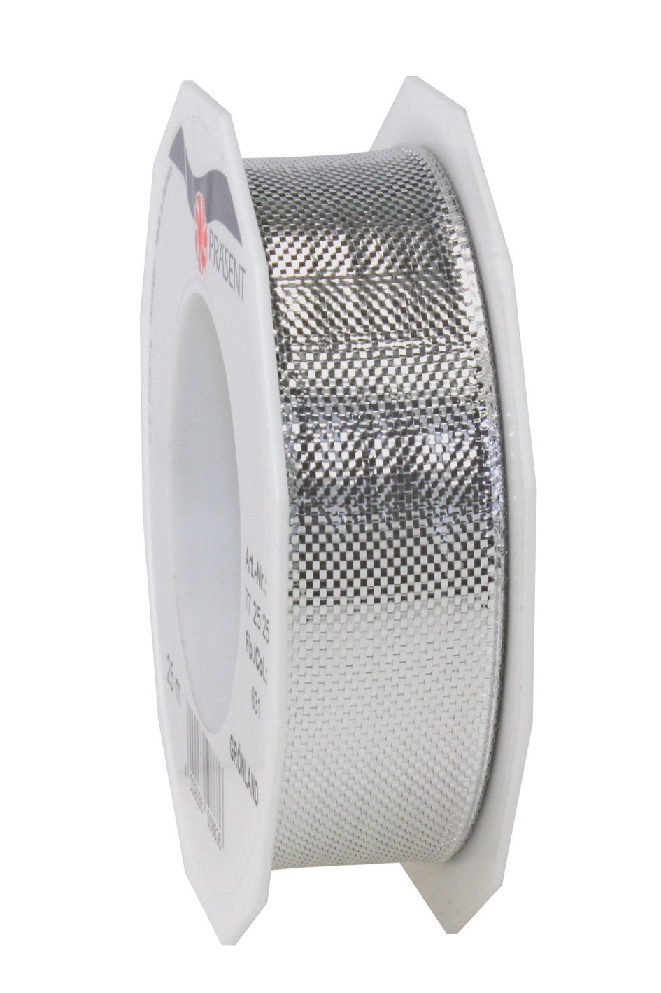 Präsent - Grönland Metallic look Ribbon Silver 25-m-Roll 25 mm width — image 1