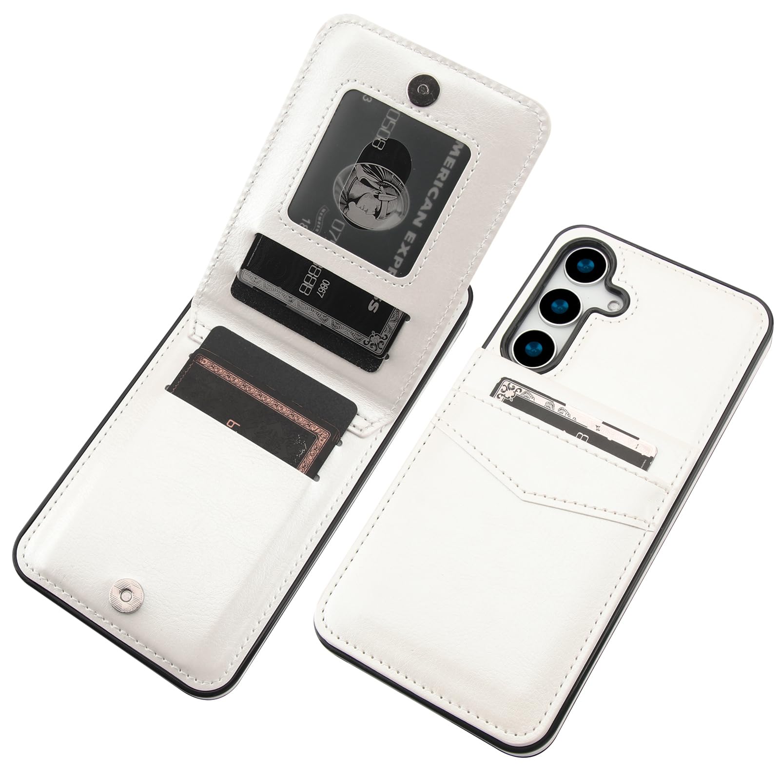 Photo 1 of KIHUWEY for Samsung Galaxy S25 Plus Case Wallet with Credit Card Holder, Flip Premium Leather Magnetic Clasp Kickstand Heavy Duty Protective Cover for Samsung Galaxy S25 Plus 6.7" (White)